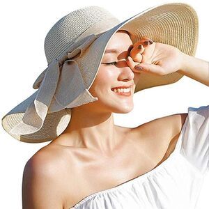 NTHT Wide Brim Sun Protection Straw Hat-fbeige